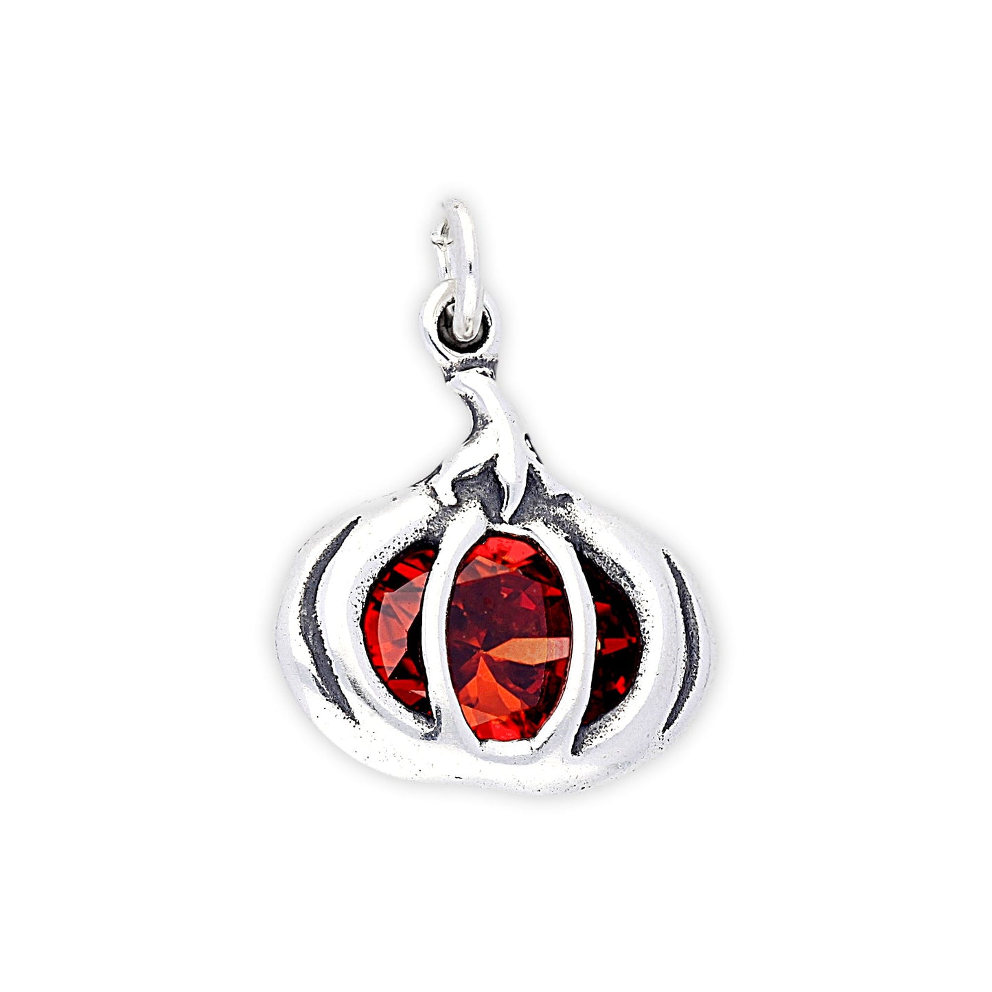 Sterling Silver Crystal Pumpkin Charm