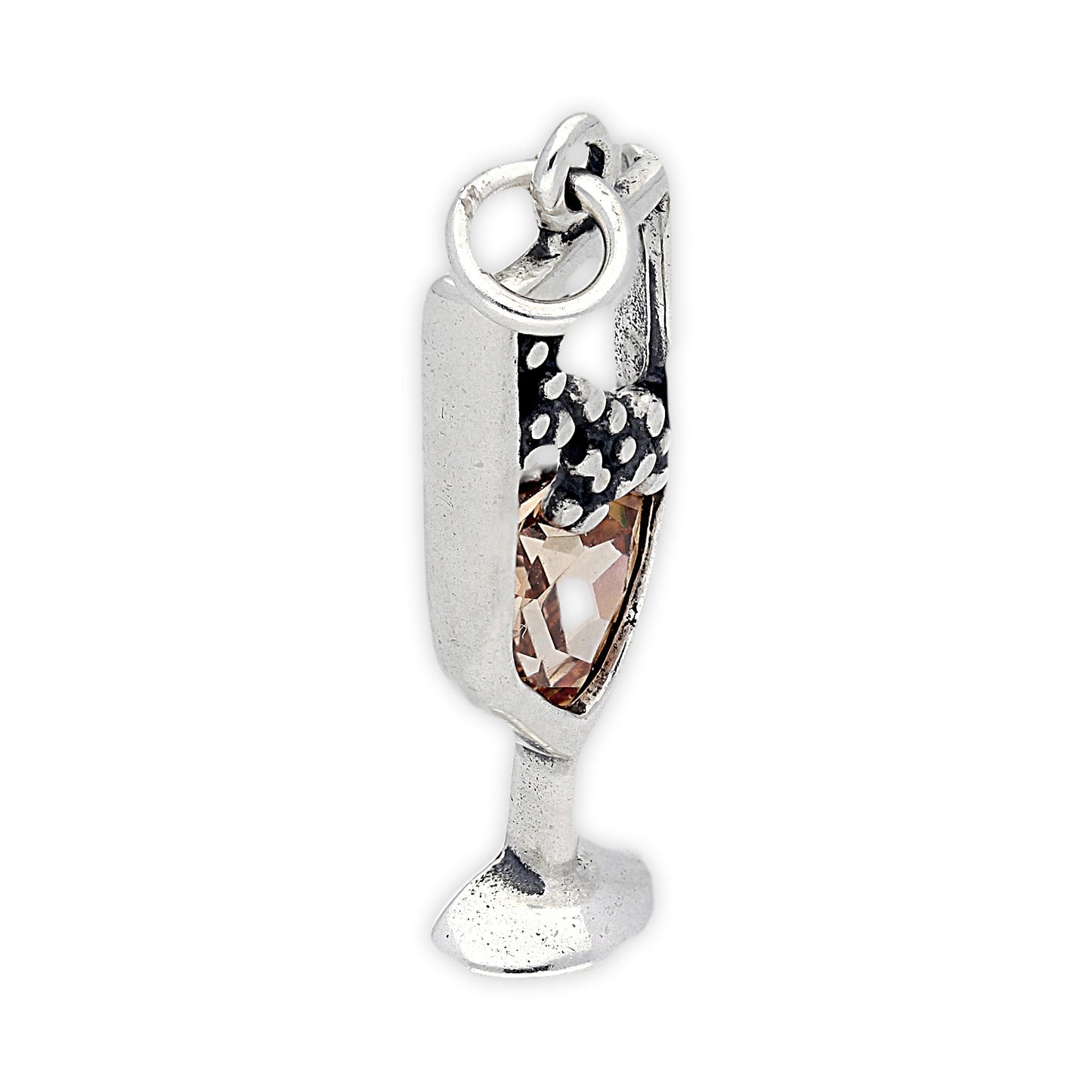Sterling Silver Crystal Champagne Glass Charm