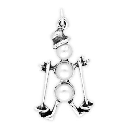 Sterling Silver Snowman on Skis Charm