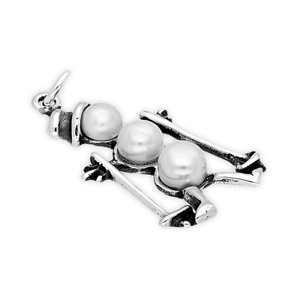 Sterling Silver Snowman on Skis Charm