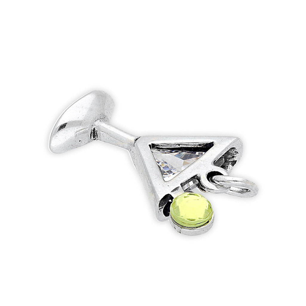 Sterling Silver Crystal Martini Glass Charm