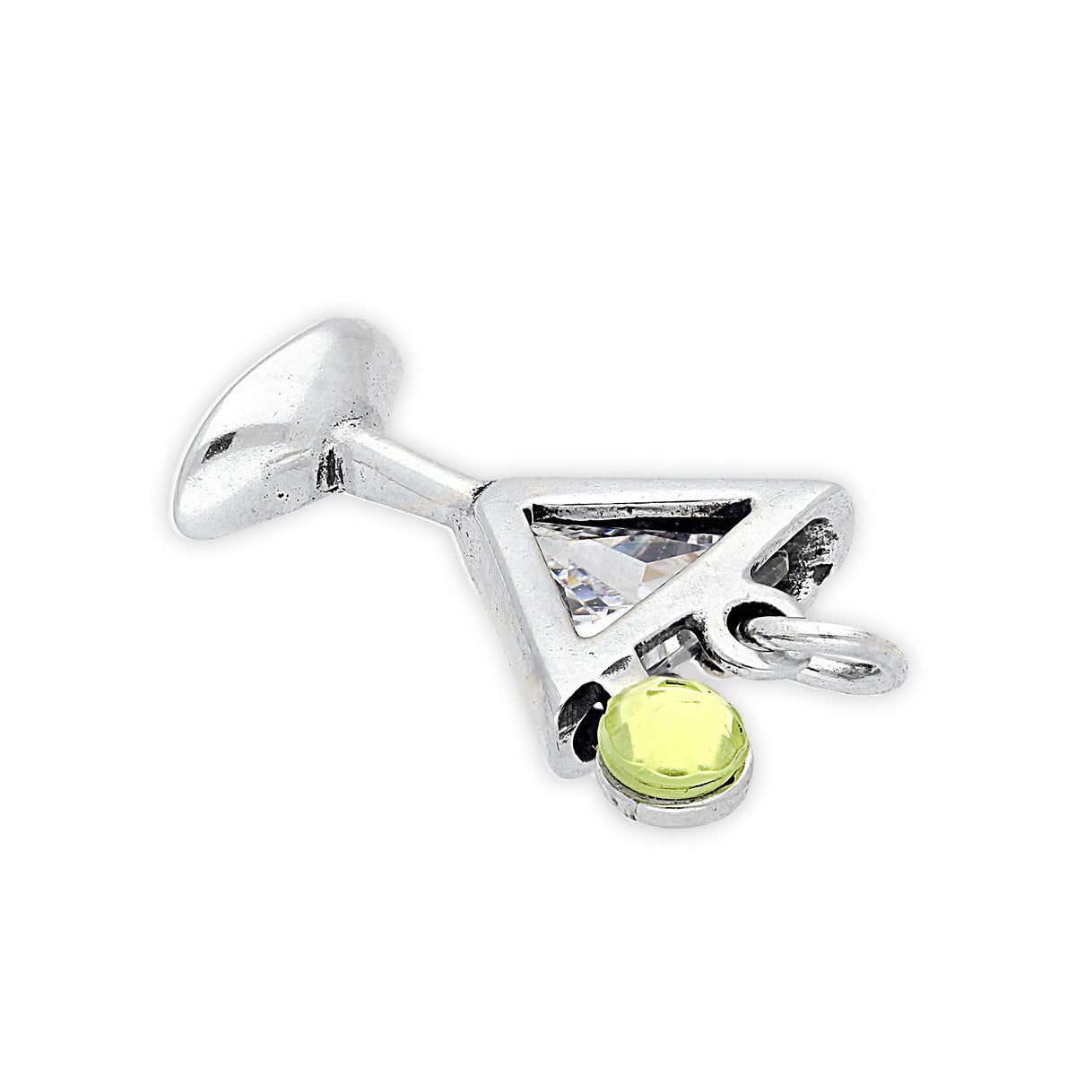 Sterling Silver Crystal Martini Glass Charm