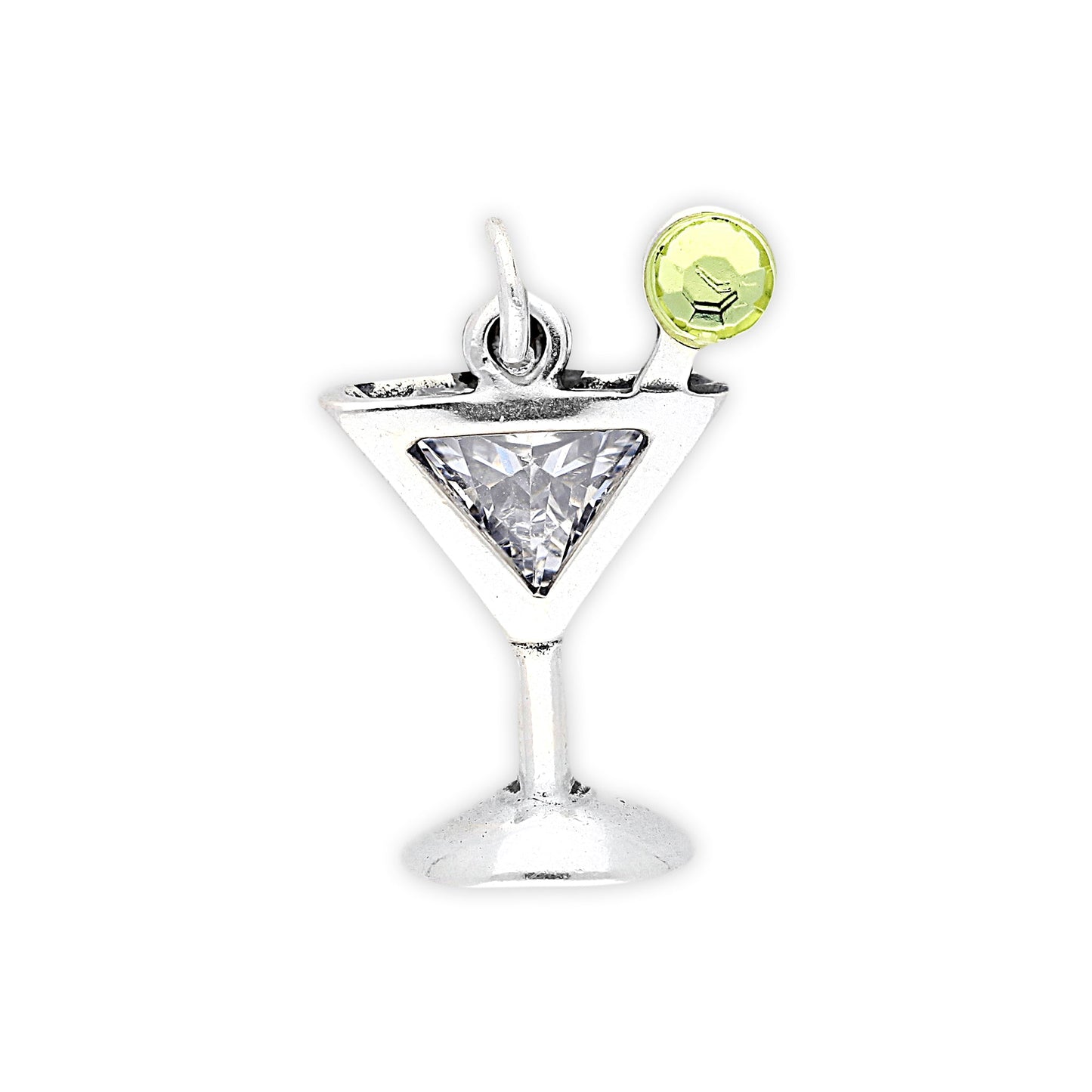 Sterling Silver Crystal Martini Glass Charm