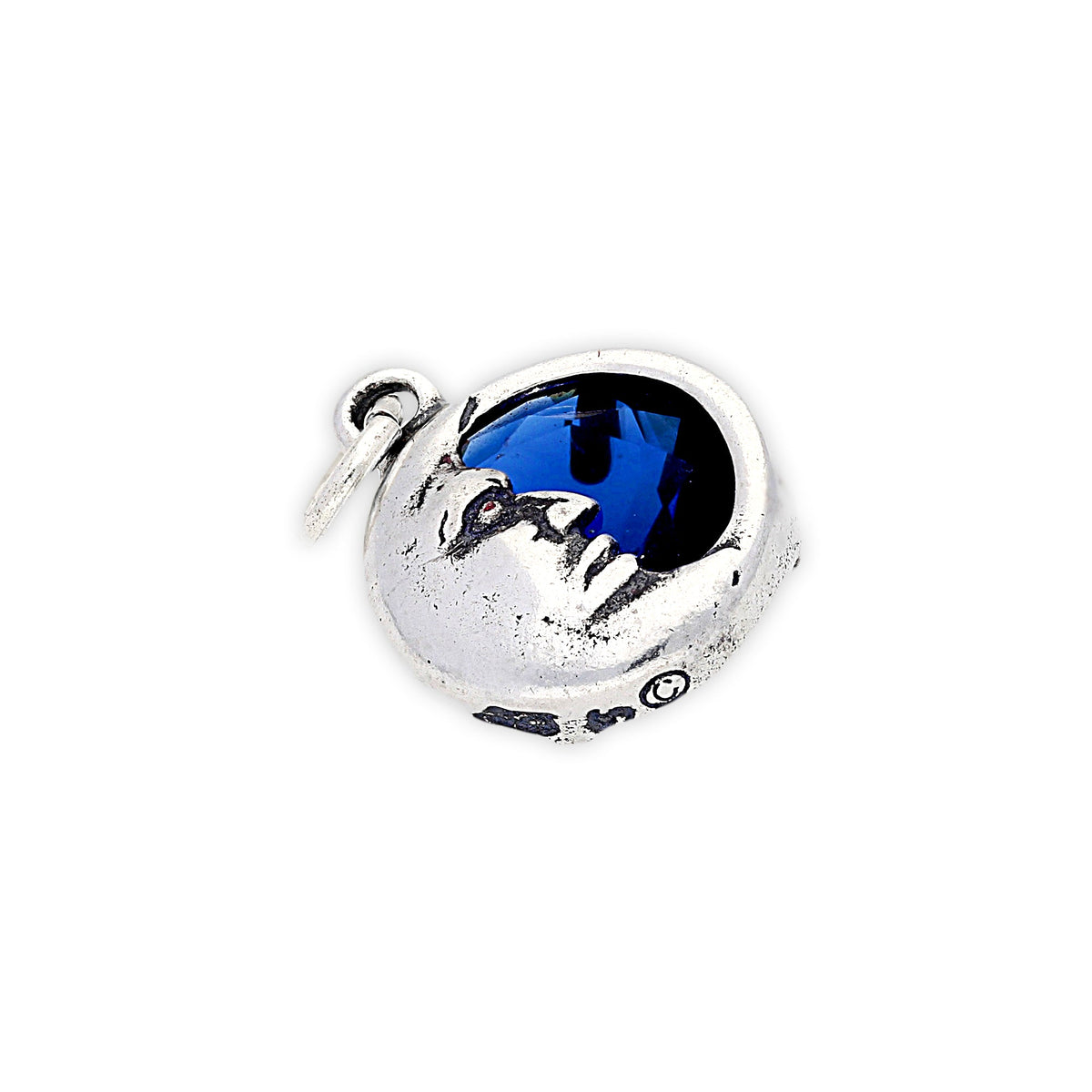 Sterling Silver Crystal Man in the Moon Charm