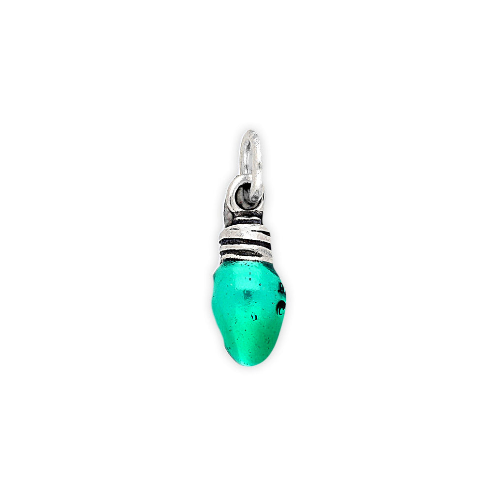 Sterling Silver Green Christmas Fairy Light Charm