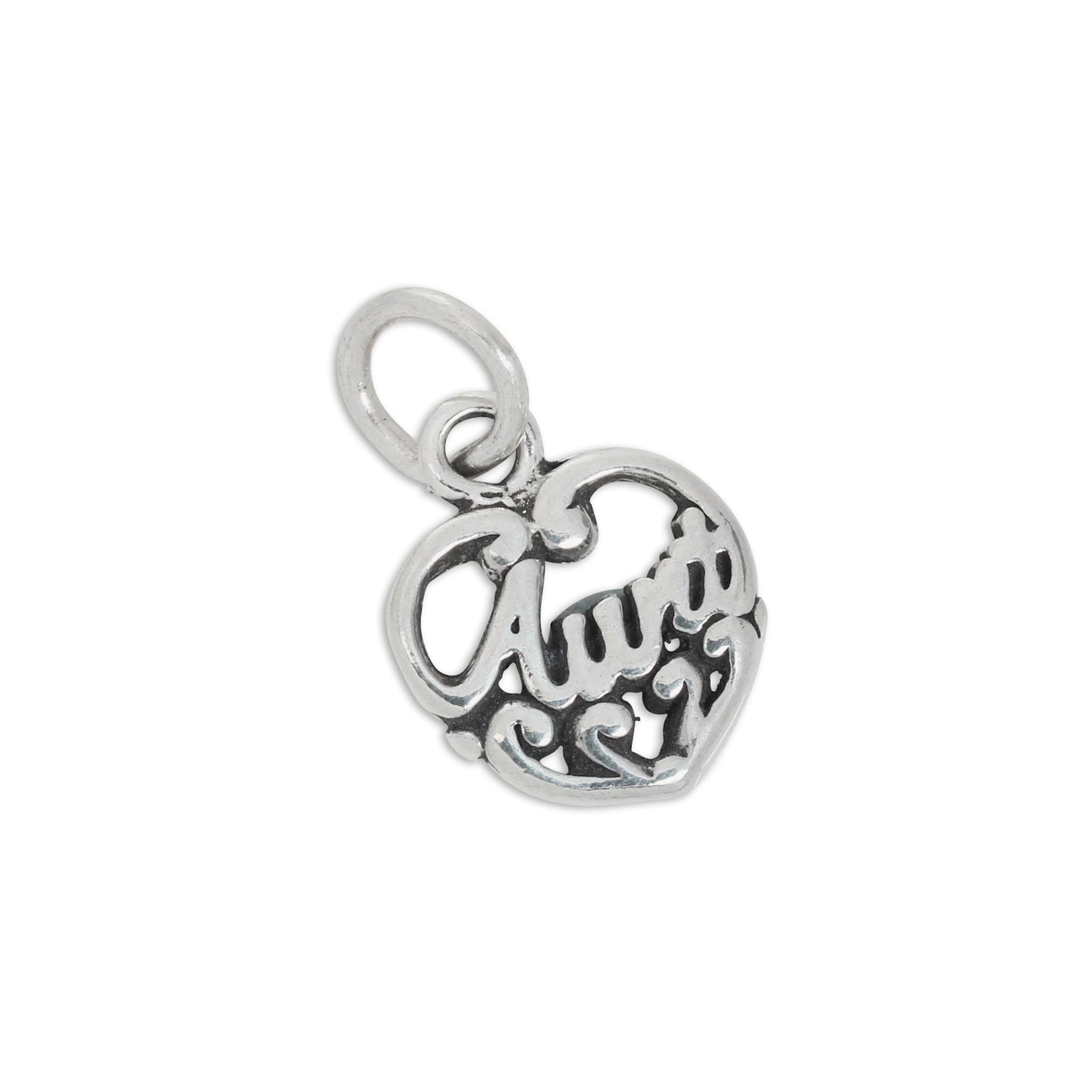 Sterling Silver Filigree Aunt Love Heart Charm