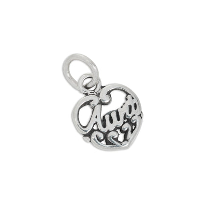 Sterling Silver Filigree Aunt Love Heart Charm