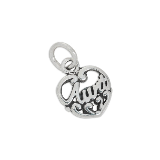 Sterling Silver Filigree Aunt Love Heart Charm