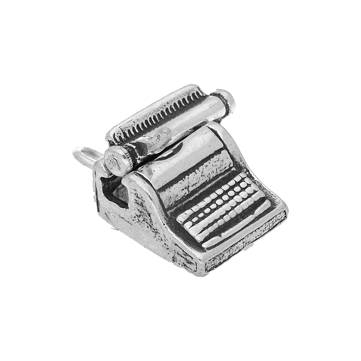 Sterling Silver Typewriter With Moving Shuttle Charm