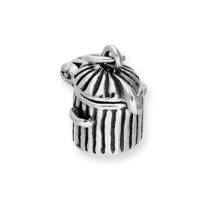 Sterling Silver Opening Cat in Trash Can Charm