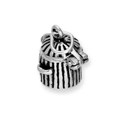 Sterling Silver Opening Cat in Trash Can Charm
