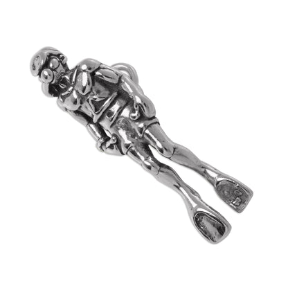 Sterling Silver 3D Scuba Diver Charm