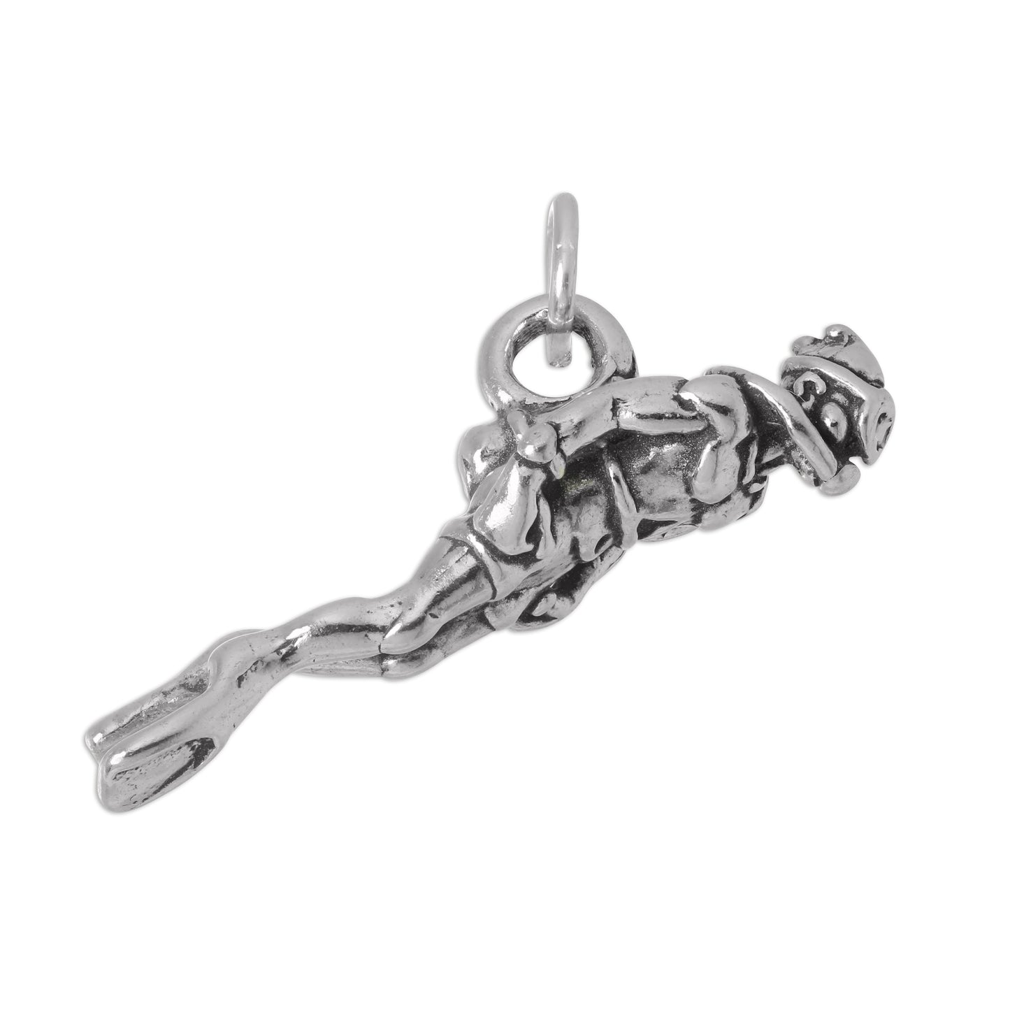 Sterling Silver 3D Scuba Diver Charm