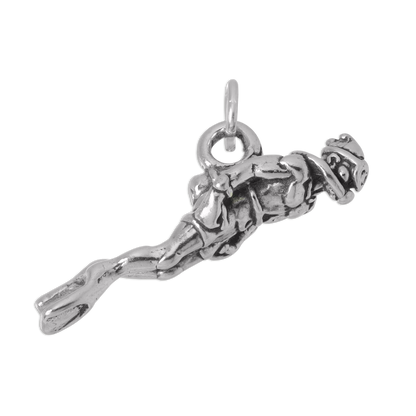 Sterling Silver 3D Scuba Diver Charm