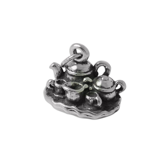 Sterling Silver 3D Tea Set Charm