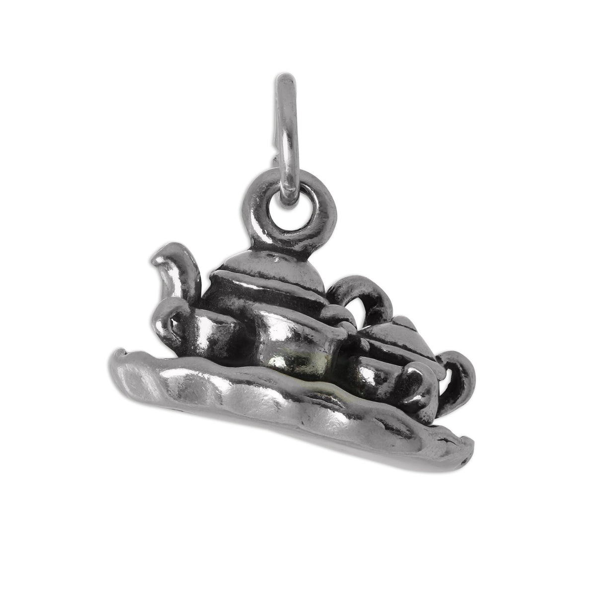 Sterling Silver 3D Tea Set Charm