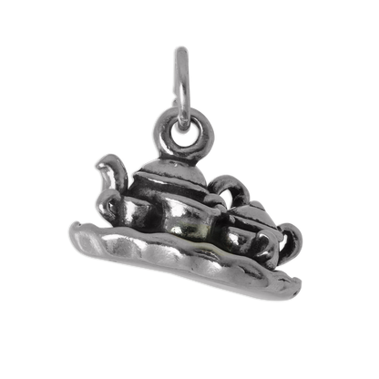 Sterling Silver 3D Tea Set Charm