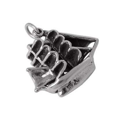 Sterling Silver 3D Pirate Ship Charm