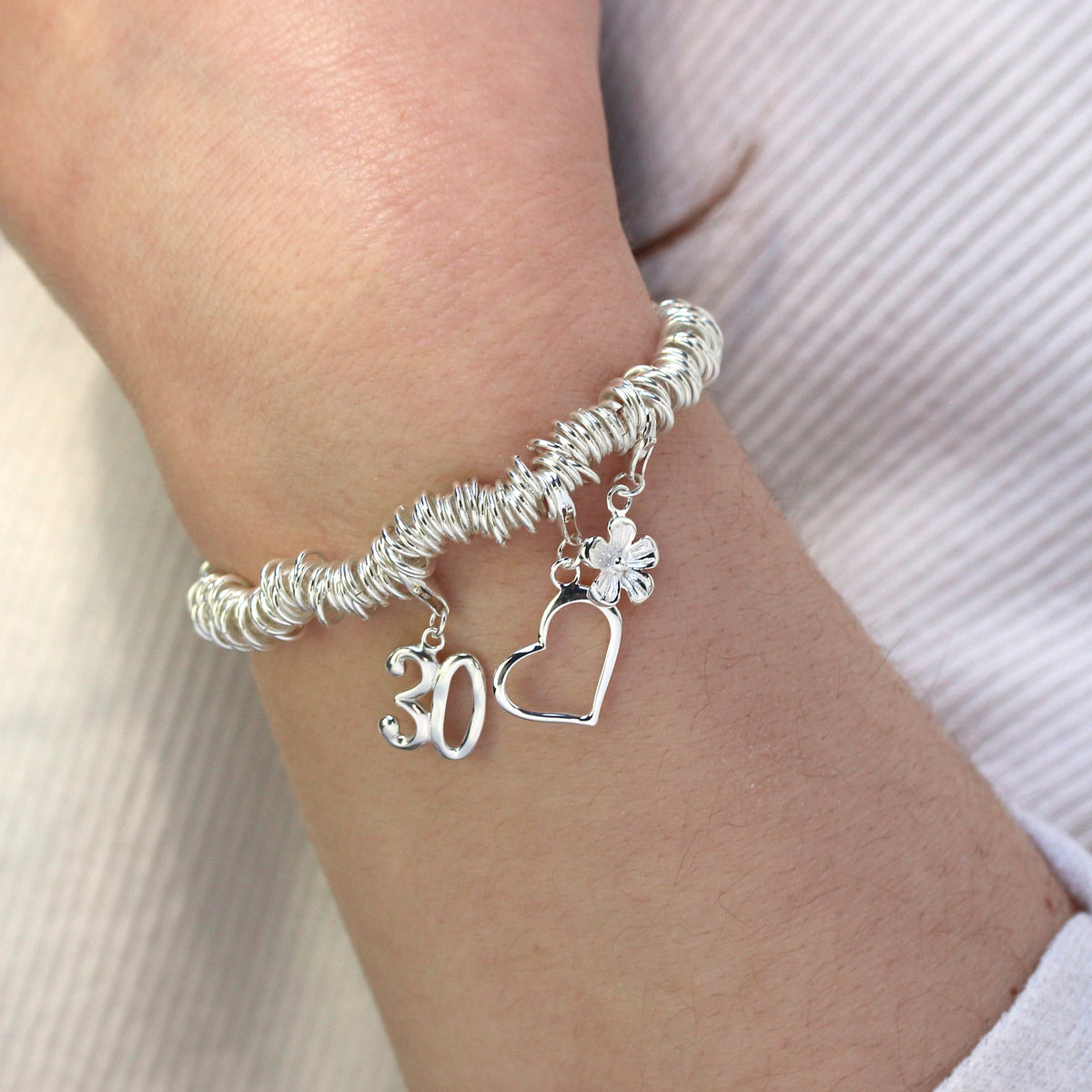 Sterling Silver Birthday Number Clip on Charms