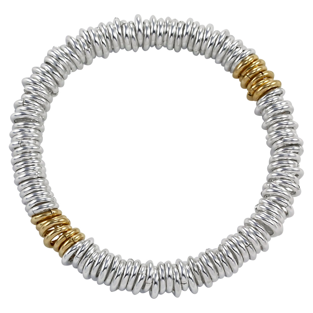Sterling Silver and Gold Stretchy Charm Bracelet