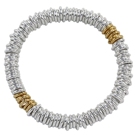 Sterling Silver and Gold Stretchy Charm Bracelet