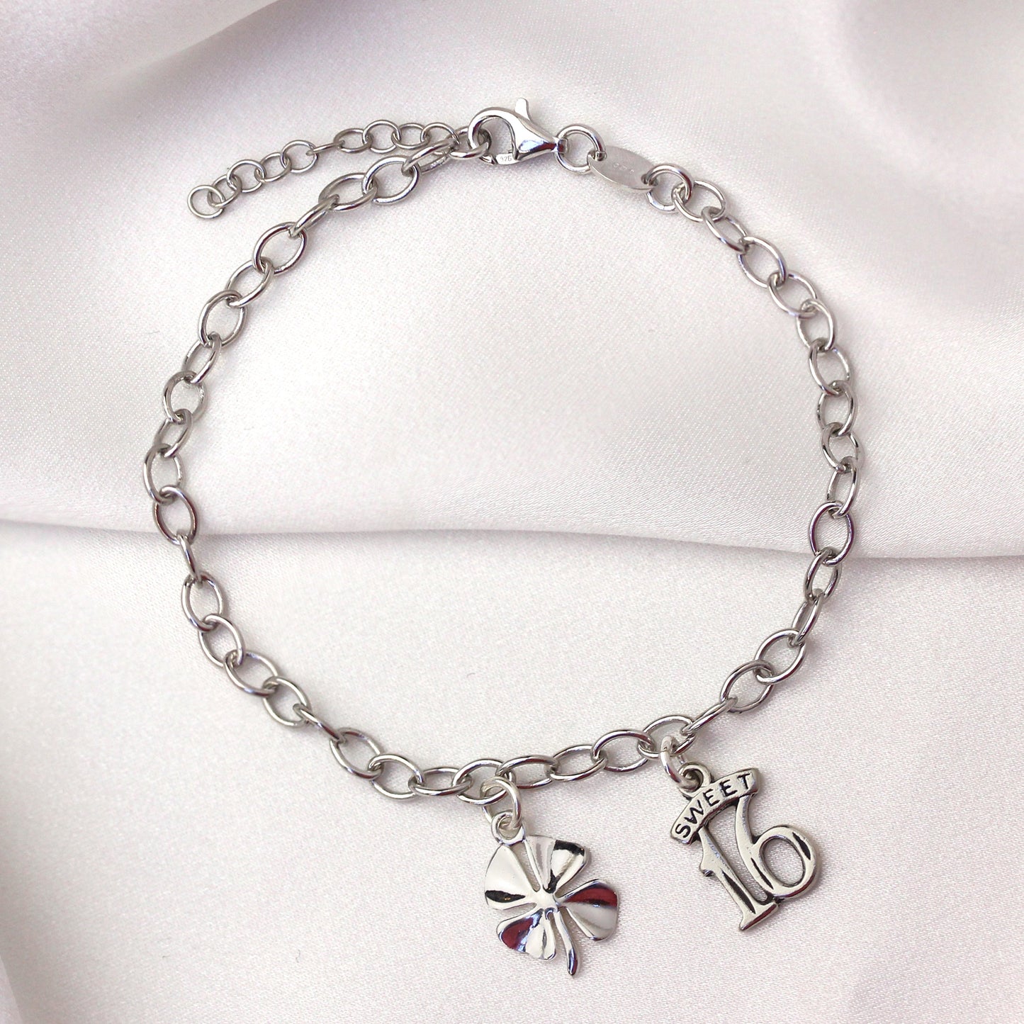 Sterling Silver Rolo Light Charm Bracelet