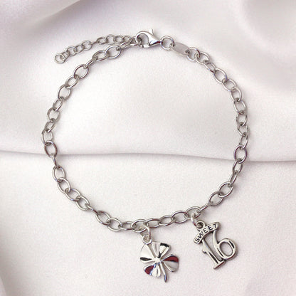 Sterling Silver Rolo Light Charm Bracelet