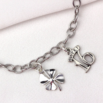 Sterling Silver Rolo Light Charm Bracelet