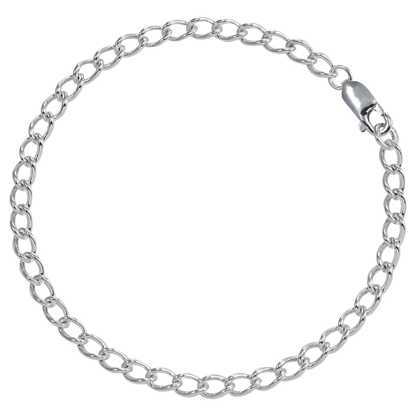 Sterling Silver Curb Chain Bracelet with Clasp