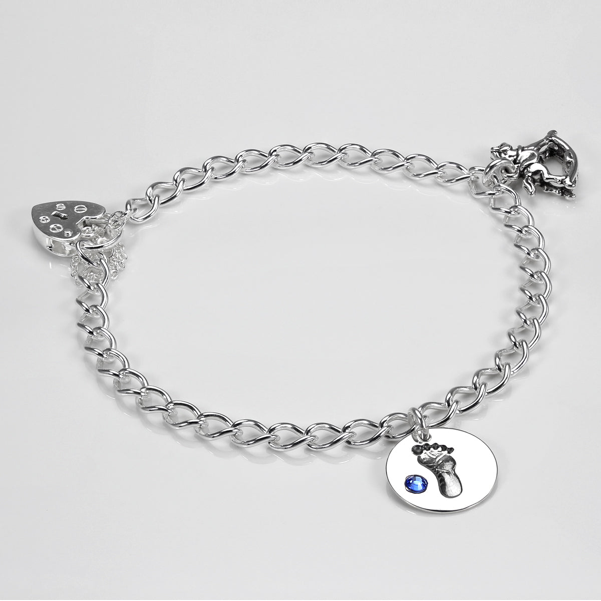 Sterling Silver Heart Clasp Charm Bracelet