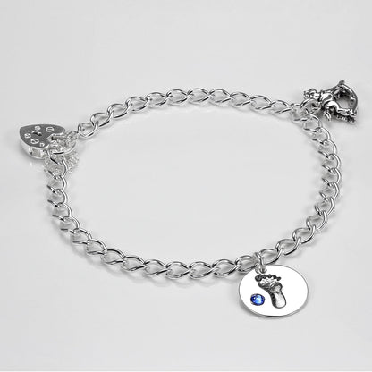 Sterling Silver Heart Clasp Charm Bracelet