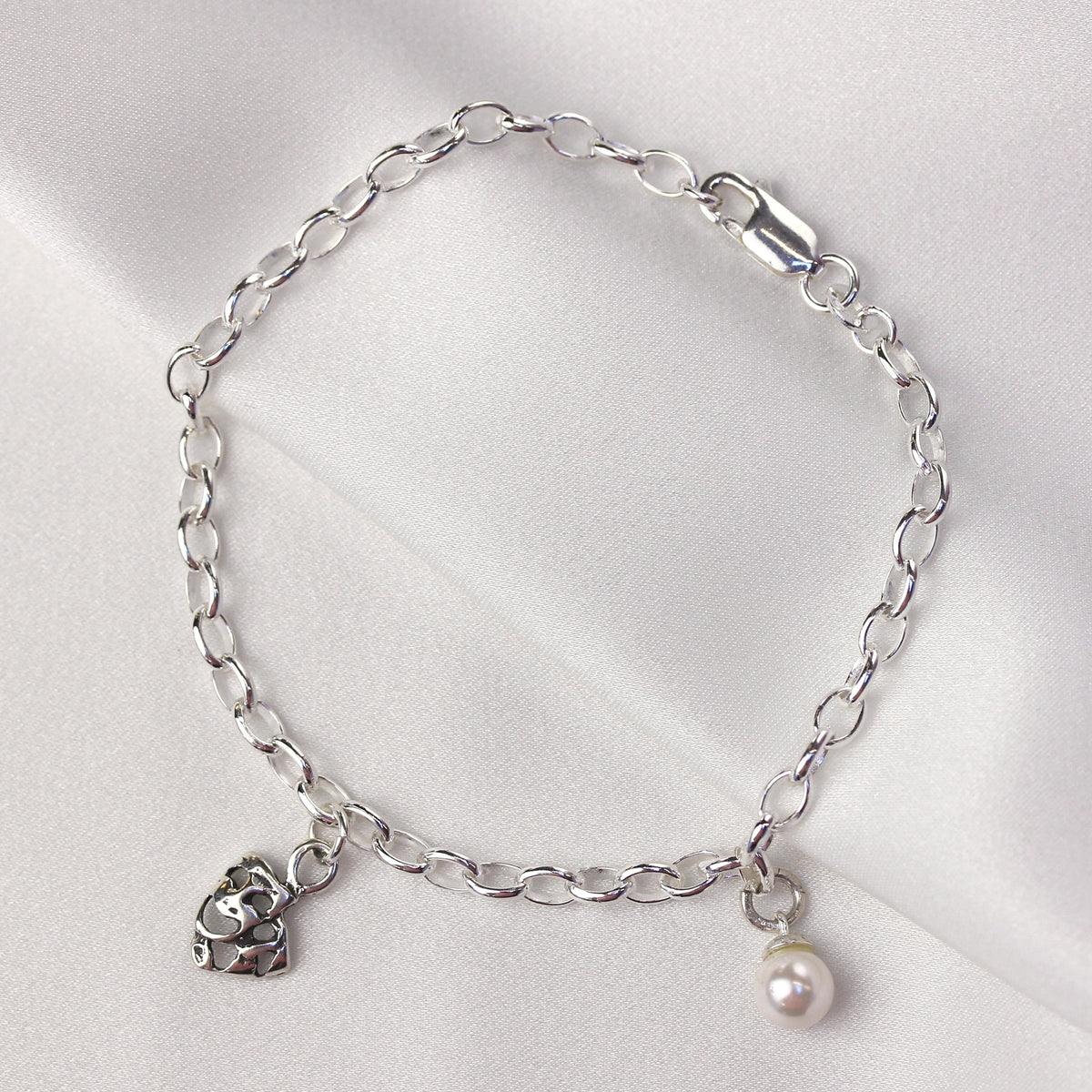 Sterling Silver Belcher Chain Charm Bracelet