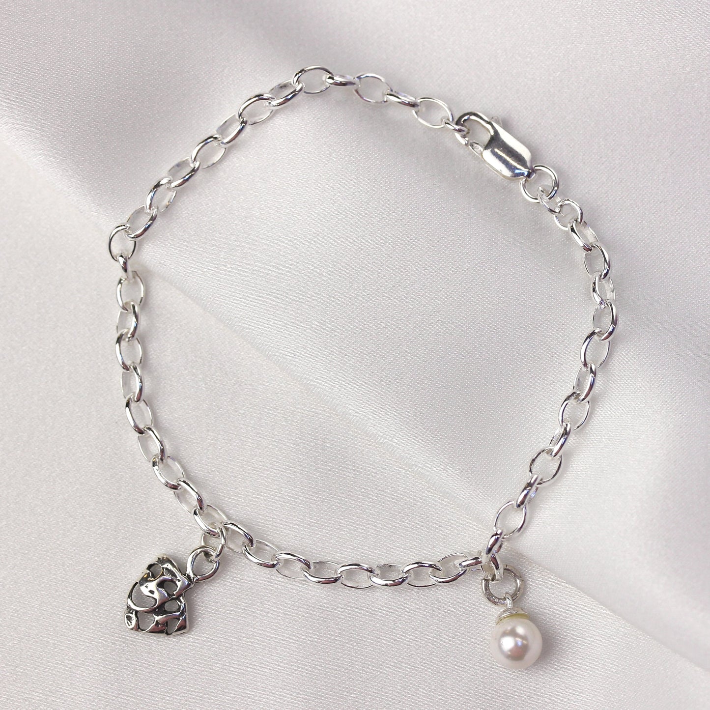 Sterling Silver Belcher Chain Charm Bracelet