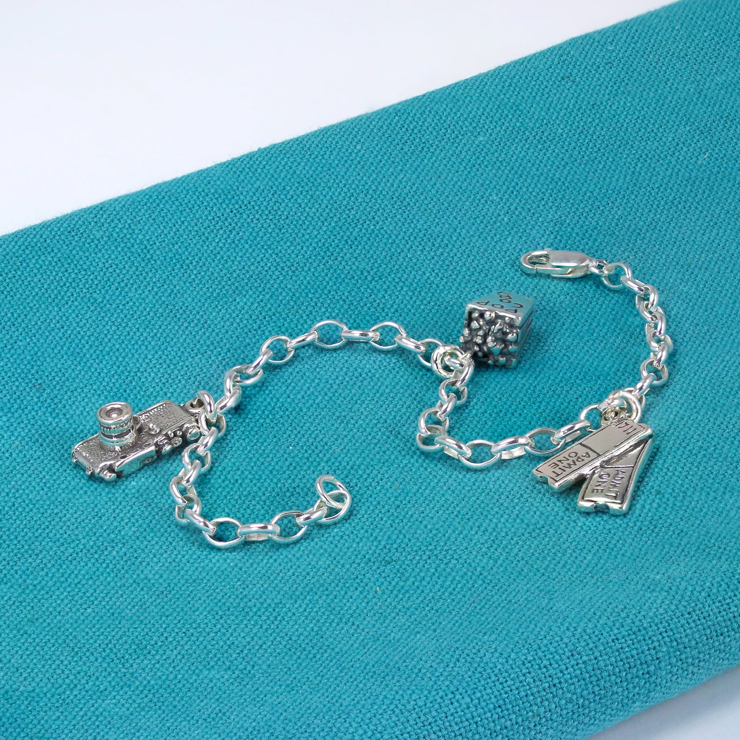 Sterling Silver Belcher Chain Charm Bracelet