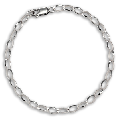 Sterling Silver Oval Belcher Chain Charm Bracelet
