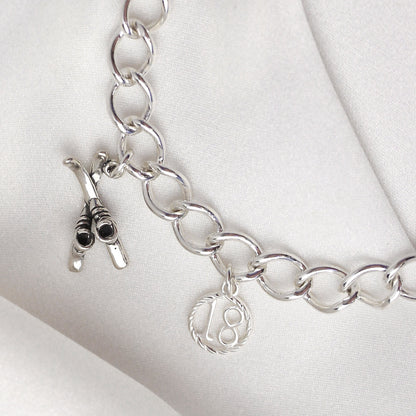 Sterling Silver Heart Clasp Charm Bracelet