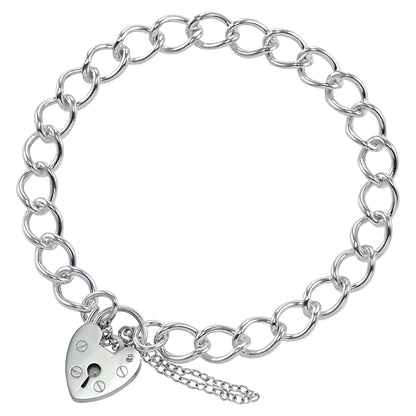 Sterling Silver Heart Clasp Charm Bracelet