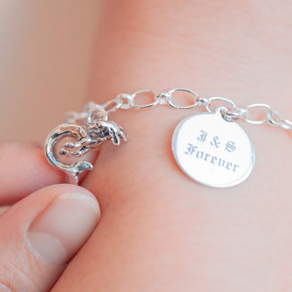 Sterling Silver Long and Short Charm Bracelet