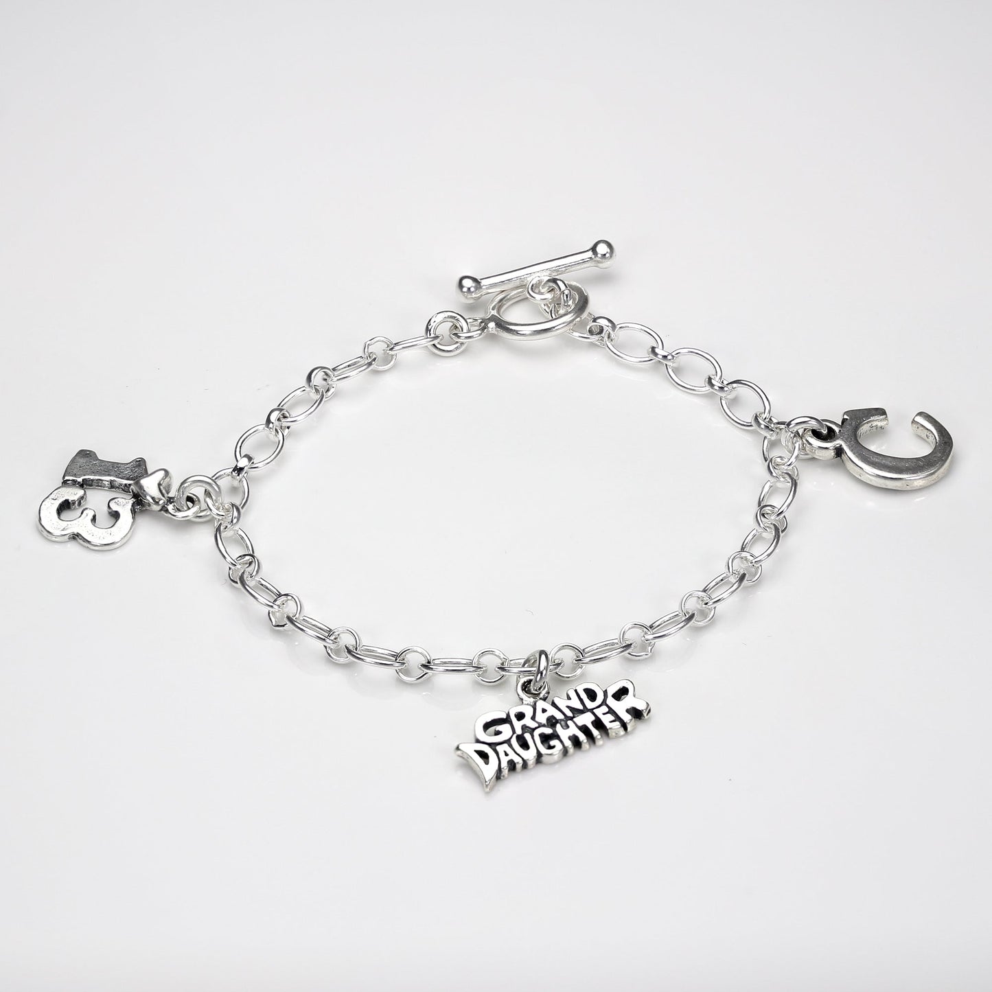 Sterling Silver Long and Short Charm Bracelet