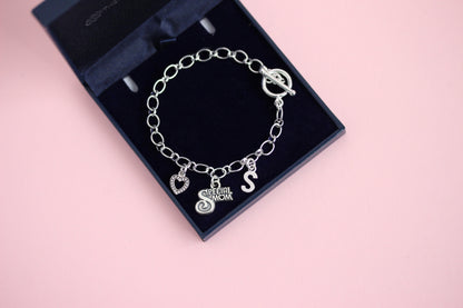 Sterling Silver Long and Short Charm Bracelet