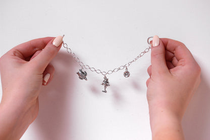 Sterling Silver Long and Short Charm Bracelet