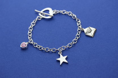 Sterling Silver Heart Toggle Bracelet