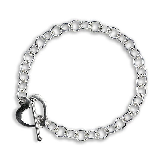 Sterling Silver Heart Toggle Bracelet