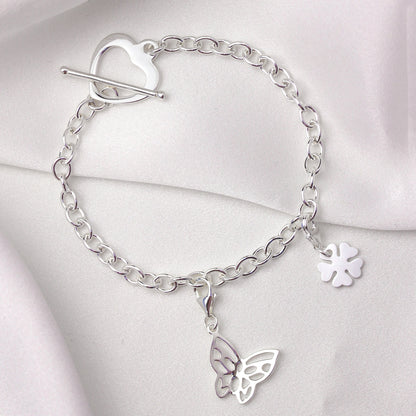 Sterling Silver Heart Toggle Bracelet