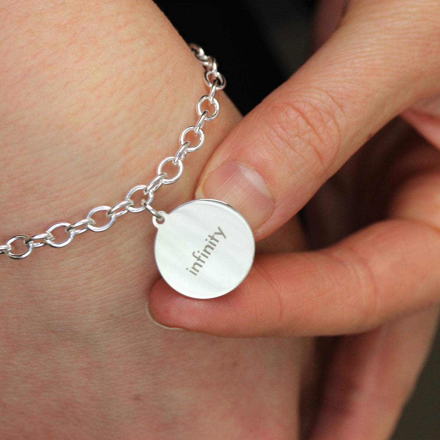 Sterling Silver Circle Toggle Charm Bracelet