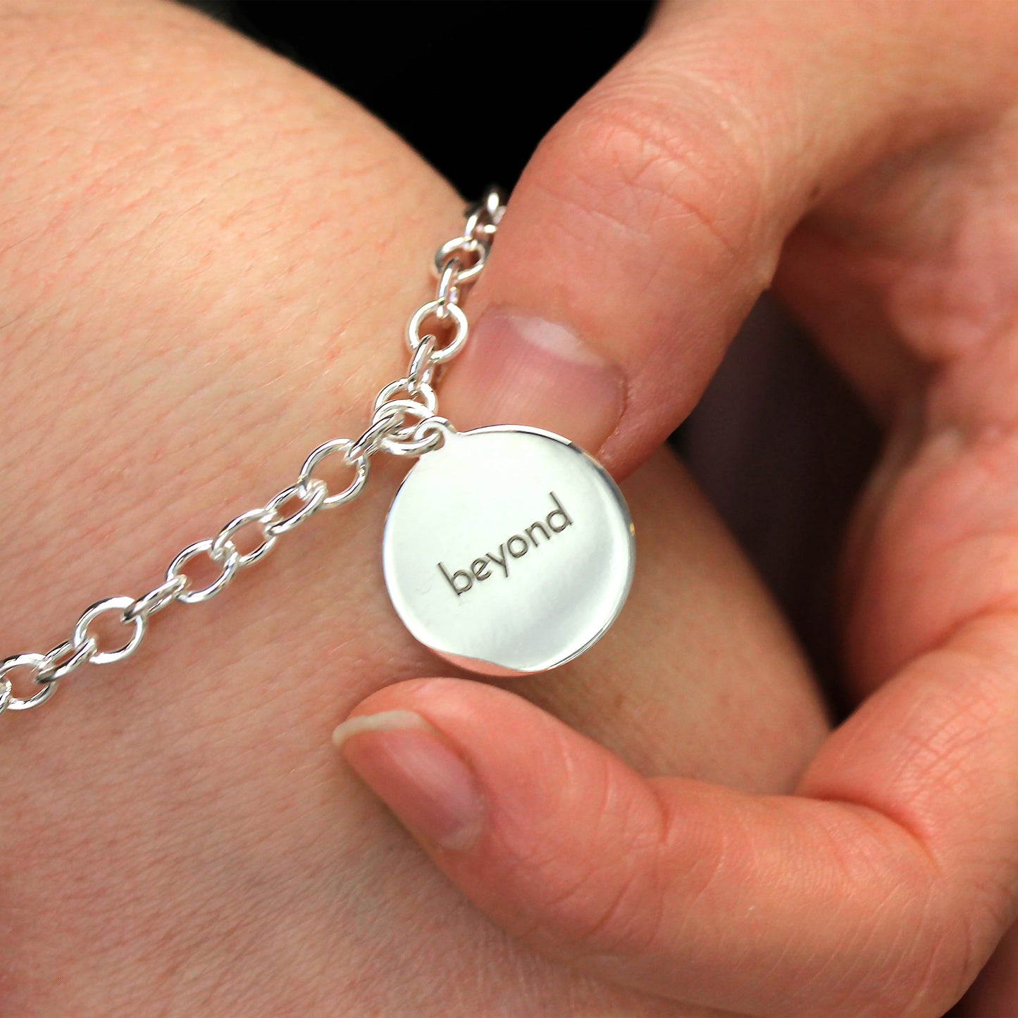 Sterling Silver Circle Toggle Charm Bracelet