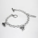 Sterling Silver Circle Toggle Charm Bracelet