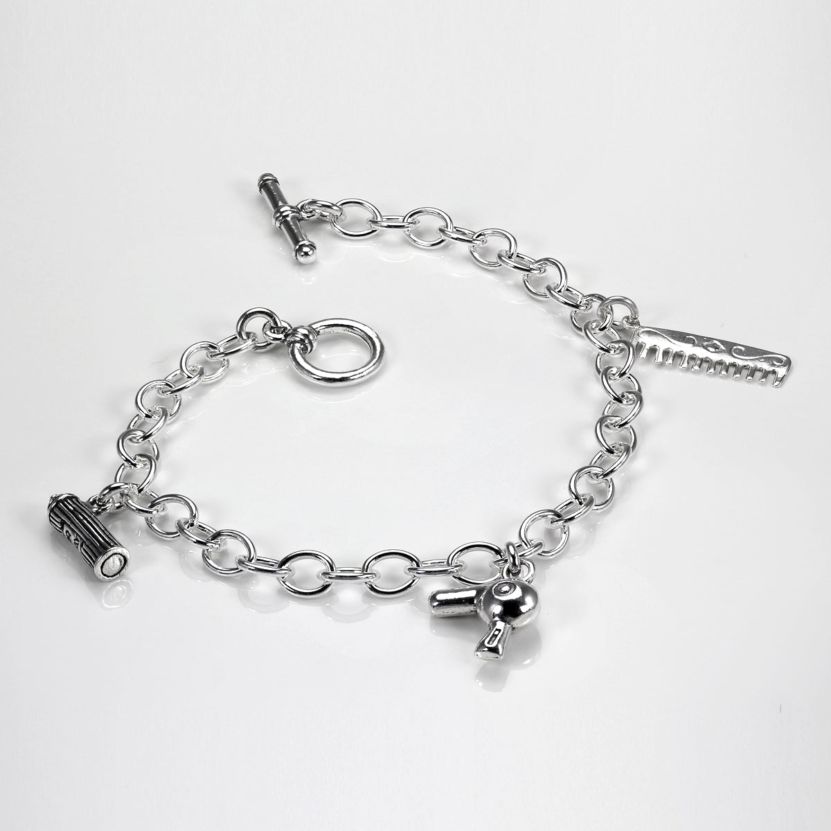 Sterling Silver Circle Toggle Charm Bracelet