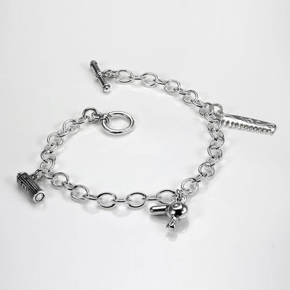 Sterling Silver Circle Toggle Charm Bracelet