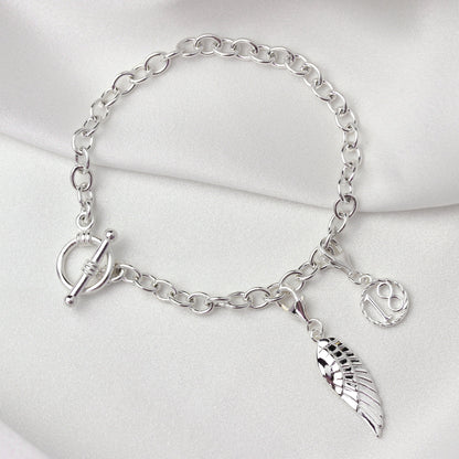 Sterling Silver Circle Toggle Charm Bracelet